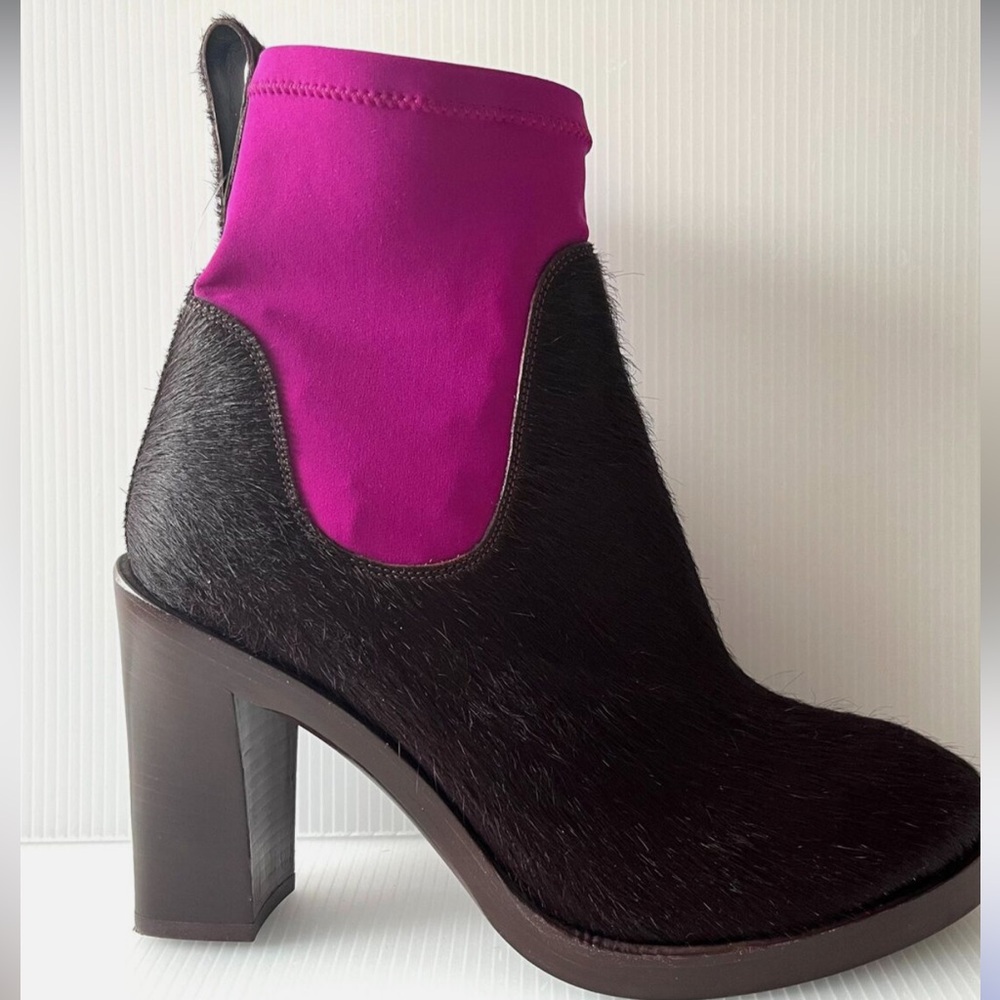 ACNE Purple Calf Hair Ankle Booties